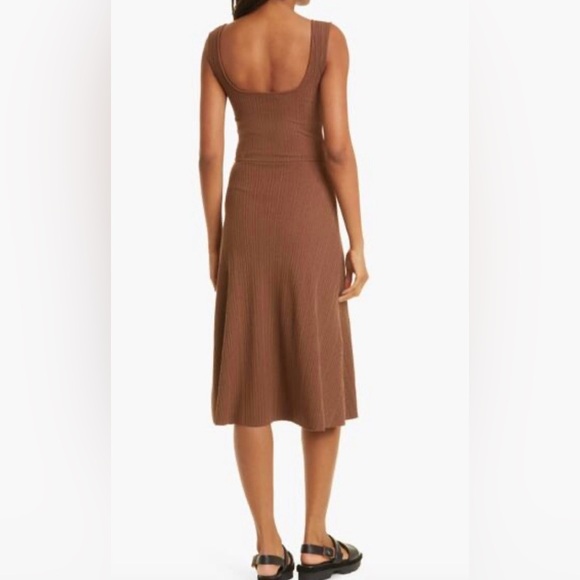 NWT Vince Brown Ribbed Midi Dress - Picture 2 of 7
